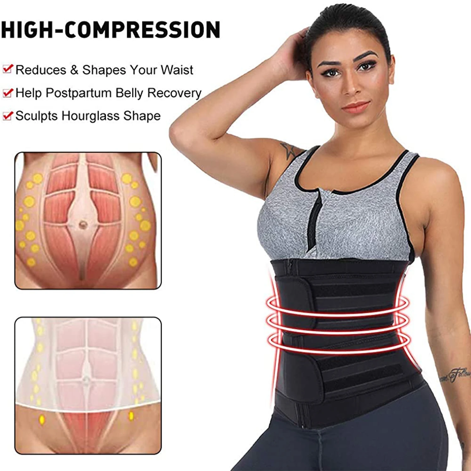 Sweat Waist Trainer Belt Neoprene - Неопреновый тренажер для талии, пояс-триммер для